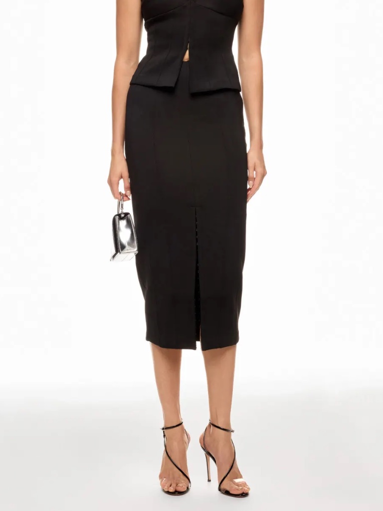 Good American Black Scuba Midi Skirt